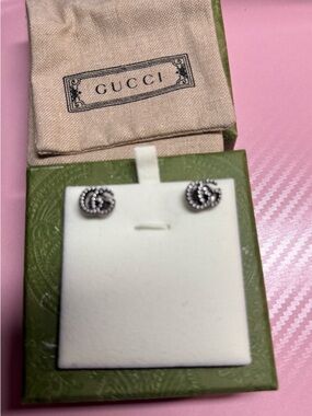 Gucci Silver-Tone Double G Knot Stud Earrings - Silver